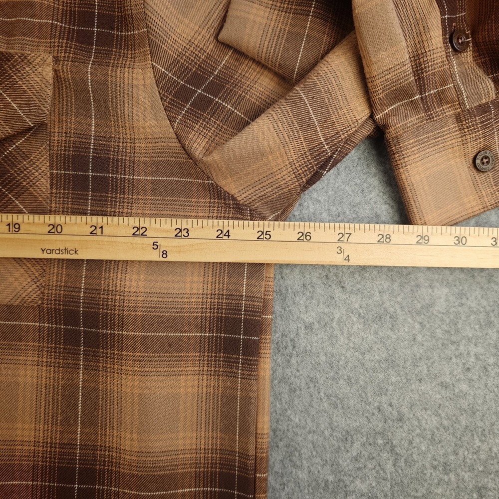 Dixxon Flannel Co Shirt Mens XL Form & Function Brown Plaid Pearl Snap Pockets - Picture 7 of 13